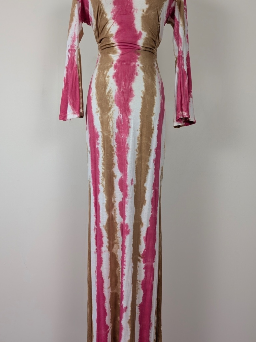 Tie Die Maxi Dress Open Back Size Small Long Sleeve Resort - Picture 5 of 16